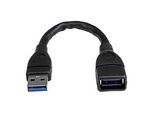 StarTech.com 15cm USB 3.0 Verlängerungskabel - USB 3 Typ A Kabel Verlängerung - Stecker/ Buchse - Schwarz - USB-Verlängerungskabel - USB Typ A (W)