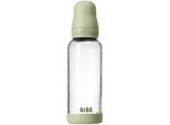 BIBS Baby Glass Bottle Silicone oorbellen met siliconen drinktuit Sage 240 ml