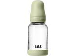 BIBS Baby Glass Bottle Silicone oorbellen met siliconen drinktuit Sage 120 ml