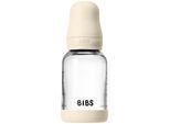 BIBS Baby Glass Bottle Silicone oorbellen met siliconen drinktuit Ivory 120 ml