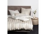 Wendebettwäsche JANINE "Interlock-Jersey59028 3", beige (naturell), B/L: 155cm x 220cm, 1 Stk., 1 Stk., Interlock-Jersey, B/L: 80cm x 80cm, Interlock-Jersey, Obermaterial: 100% Baumwolle, Bettwäsche, Wendebettwäsche, mit Reissverschluss