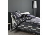 Bettwäsche JANINE "Mako-Satin87107 0", grau (anthrazit blau), B/L: 240cm x 220cm, 1 Stk., 2 Stk., Mako-Satin, B/L: 80cm x 80cm & 80cm x 80cm, Mako-Satin, Obermaterial: 100% Baumwolle, Bettwäsche, Bettwäsche, mit Reissverschluss
