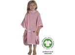 Badeponcho WÖRNER "Dinofamilie rosa Poncho", rosa, L:60cm, Baumwolle, Hausmäntel, maschinenwaschbar, trocknergeeignet