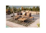 Ambia Garden Loungegarnitur, Braun, Akaziefarben, Holz, Metall, Akazie, vollmassiv, Füllung: Komfortschaum,Faserbällchen, L-Form, einzeln stellbar, 207x138 cm, Fsc, Bsci, Gartenmöbel, Loungemöbel, Loungegarnituren
