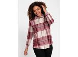 Fleeceshirt CASUAL LOOKS "Fleece-Bluse", Damen, Gr. 44, rot (champagner, bordeaux, kariert), 100% Polyester, gemustert, kariert, mehrfarbig, Shirts Fleeceshirt