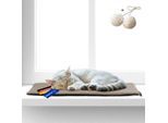 Rohrschneider ® Selbstwärmende Katzendecke, Fensterliege mit rutschfester Unterlage taupe 60 cm, 2 cm, 29 cm