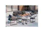 Ambia Garden Dining-Loungeset, Grau, Natur, Metall, Kunststoff, Textil, 6-teilig, Füllung: Polyester,Schaumstoff, eckig, Loungemöbel, Gartenlounge-Sets