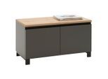 Dieter Knoll Garderobenbank Dieter Knoll, Grau, Eiche, Metall, Balkeneiche, furniert, 1-Sitzer, 84x45x40 cm, Made in Germany, Abstellfläche, abwischbar, Garderobe, Garderobenbänke, Schuhbänke