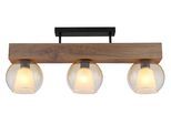 GLOBO LIGHTING Deckenleuchte "BARRY I", schwarz, 1 Stk., Leuchten, Deckenlampe/holzoptik/Glas amber/Glaskristalle/Innenglas, Deckenleuchte