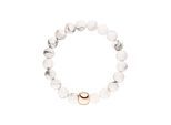 Armband JOBO "Kugeln 8 mm", roségoldfarben, grau, Armbänder, Damen, 18cm, Silikon, Armband, Howlith und 925 Silber vergoldet