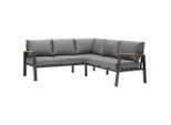 Ambia Garden Loungegarnitur, Anthrazit, Grau, Natur, Holz, Metall, Textil, 12-teilig, Eukalyptusholz, massiv, Füllung: Komfortschaum,Schaumstoff, L-Form, 200x200 cm, Loungemöbel, Gartenlounge-Sets