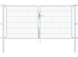 Zaundoppeltür ALBERTS "Flexo", silber (silberfarben), B:250cm H:120cm, Stahl, Tore, 250 cm Breite, in versch. Höhen