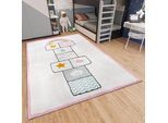 Kinderteppich HANSE HOME "Adventures Bouncy", rosa (creme,rosa), B:120cm H:7mm L:170cm, Polypropylen, Teppiche, Kinderteppich, Spielteppich, fest, Kinderzimmer, Kurzflor, Spielunterlage