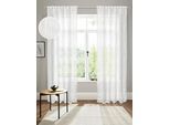 Gardine ANDAS "Tursik" Gr. 1, weiss (weiß), B:140cm H:145cm, Leinenstruktur, Polyester, Gardinen, Gardine, Blickdicht, Leinenlook, Polyester