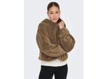 Fleecejacke ONLY "ONLSIENA TEDDY ANORAK LIFE CC OTW", Damen, Gr. XS, cocoa créme, Web, Obermaterial: 100% Polyester, unifarben, regular fit, Bündchen, Jacken Fleecejacke