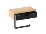 Wenko Toilettenpapierhalter , Naturfarben, Schwarz , Holz , Bambus , 18.5x14x10.5 cm , Deckel , Badezimmer, WC Ausstattung, Toilettenpapierhalter