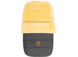 Fußsack HEITMANN FELLE "Eisbärchen - Lammfell Winterfußsack - Premium Qualität", grau, B:49cm L:86cm T:10cm, Polyester, Fußsäcke, mit echtem Lammfell, für Kinderwagen, Buggy, 5 Gurtschlitze, waschbar