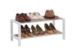 Carryhome Schuhregal , Weiss, Edelstahlfarben , Metall, Holzwerkstoff , 81x34x34 cm , Garderobe, Schuhaufbewahrung, Schuhregale