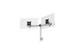 DURABLE Monitor-Doppelhalterung mit verstellbarer Höhe, Drehung und Neigung. Befestigung mit Tischklemme.
