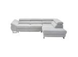 Hom`in Ecksofa, Hellgrau, Metall, 5-Sitzer, Ottomane rechts, L-Form, 280x235 cm, Stoffauswahl, Liegefunktion, seitenverkehrt erhältlich, Rücken echt, Fußauswahl, Wohnzimmer, Sofas & Couches, Wohnlandschaften, Ecksofas