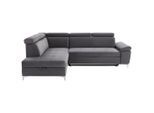 Carryhome Ecksofa, Dunkelgrau, Metall, 5-Sitzer, Ottomane links, L-Form, 271x206 cm, Stoffauswahl, Liegefunktion, seitenverkehrt erhältlich, Rücken echt, Wohnzimmer, Sofas & Couches, Wohnlandschaften, Ecksofas