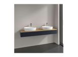 Villeroy und Boch Antao Waschtisch-Unterschrank L17151HG mit Beleuchtung, 2 Auszüge, 1600 x 190 x 500 mm, Front mit Struktur, Midnight Blue Matt Lacquer / Honey Oak