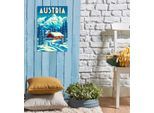 Metallbild QUEENCE "Austria", weiß (farbe bild(er): weiß), B:20cm H:30cm, Metall, Stahl, Bilder, Stahlschilder