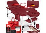 KESSER® Mobile Massageliege klappbar & höhenverstellbar 3 Zonen Massagebett Massagetisch Kosmetikliege Breit Therapieliege Aluminium + 10x Gesichtsauflage mit Kopfstütze Armlehnen & Tasche