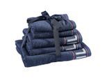 Tommy Hilfiger Frottierset Degree, Blau, Textil, 5-teilig, Uni, Badtextilien, Handtuch-Sets