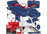KESSER® Mobile Massageliege klappbar & höhenverstellbar 3 Zonen Massagebett Massagetisch Kosmetikliege Breit Therapieliege Aluminium + 10x Gesichtsauflage mit Kopfstütze Armlehnen & Tasche