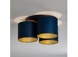 Deckenleuchte Soho zylindrisch, 3fl blau/gold