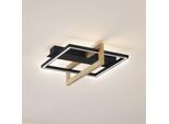 Lindby LED-Deckenleuchte Holamu, 46cm, schwarz, Holz, Metall