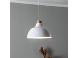 Envostar Hängeleuchte Kaitt, weiß, Ø 34 cm, Holzdetail