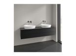 Villeroy und Boch Antao Waschtisch-Unterschrank L28150PD mit Beleuchtung, 4 Auszüge, 1600 x 360 x 500 mm, Front mit Struktur, Black Matt Lacquer / Black Matt Lacquer