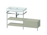 Duravit Happy D.2 Plus Möbelwaschtisch-Kombination HP4852N6060 140 x 49 cm, ohne Hahnloch, taupe seidenmatt, mit Metallkonsole