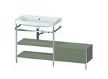 Duravit Happy D.2 Plus Möbelwaschtisch-Kombination HP4852N9292 140 x 49 cm, ohne Hahnloch, steingrau seidenmatt, mit Metallkonsole