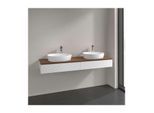 Villeroy und Boch Antao Waschtisch-Unterschrank L17152MT mit Beleuchtung, 2 Auszüge, 1600 x 190 x 500 mm, Front mit Struktur, White Matt Lacquer / Warm Walnut