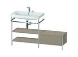 Duravit Happy D.2 Plus Möbelwaschtisch-Kombination HP4852E7575 140 x 49 cm, 2 Hahnlöcher, leinen, mit Metallkonsole