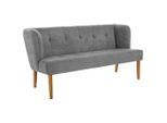 Cantus Sitzbank, Grau, Holz, Textil, Eiche, vollmassiv, 179x88x76 cm, Esszimmer, Bänke, Sitzbänke
