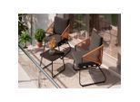Ambia Garden Balkonset , Braun, Naturfarben, Schwarz , Metall, Kunststoff, Glas, Textil , 3-teilig , U-Form , 53x77x66 cm , Gartenmöbel, Gartengarnituren, Balkonmöbel-Sets