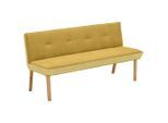 Linea Natura Sitzbank, Gelb, Holz, Textil, Eiche, vollmassiv, 177x88x63 cm, Stoffauswahl, in verschiedenen Größen erhältlich, Holzmöbel, Sitzgelegenheiten Holz, Holzbänke, Sitzbänke Holz