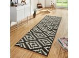 Läufer HANSE HOME "Nordic" Gr. 12, schwarz (schwarz, creme), B:80cm H:9mm L:200cm, Kunstfaser, Teppiche, Läufer, Kurzflor, Raute, Teppich, Weich, Esszimmer, Kinderzimmer, Flur, Modern
