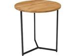 Beistelltisch HAKU, Eiche, Massivholz, geölt, Stahlrohr-Gestell, Ø 500 x H 500 mm, schwarz