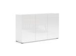 Sideboard Mister, Weiß Hochglanz, Kunststoff, 2 Fächer, 135x79x38 cm, Typenauswahl, Beimöbel erhältlich, stehend, Wohnzimmer, Kommoden & Sideboards, Sideboards