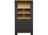 Stauraumschrank MÄUSBACHER "Nele", schwarz (anthrazit matt lack, asteiche), B:63cm H:152cm T:44cm, Schränke, Stauraumschrank, Höhe 152 cm