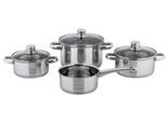 Topf-Set CS KOCH-SYSTEME "BELM", silber (silberfarben), Töpfe, mit Glasdeckel, Induktion