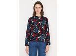 Langarmbluse CECIL, Damen, Gr. S (38), bunt (schwarz multi), Stoff, 100% Viskose, gemustert, klassisch normal, Rundhals, elastischer Bund, Blusen, mit grafischem Muster