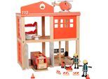 Spielwelt SMALL FOOT "Große Feuerwache mit Zubehör", bunt, Spielfigurenwelten, KinderB:45cm H:50cm L:25cm, Filz, Holz, Metall, batteriebetriebenes Sound- & Lichtmodul für realistische Einsätze, B:45cm H:50cm L:25cm