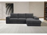Ecksofa WERK2 "Rozzana Design Ecksofa mit hohem Komfort, zeitlos & elegant, L-Form", grau (anthrazit), B:280cm H:86cm T:190cm, 90% Polyester, 10% Nylon, Sofas, Ecksofa, in kuschelweichen Trendstoffen Cord, Breitcord und Plüsch