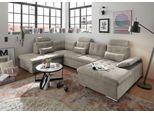 Wohnlandschaft ED EXCITING DESIGN "Jakarta U-Form mit Bettfunktion, Bettkasten", beige, B:324cm H:107cm T:218cm, 92% Polyester, 8% Nylon, Sofas, Wohnlandschaft, Armteilverstellung, Kopfstützen & 3 Nierenkissen